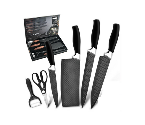 6-Piece Black Professional Kitchen Knife Set