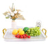 Clear Food Serving Tray with Gold Handles Set of 3 and Serving Tray