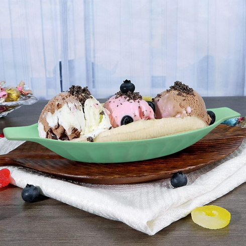 Oval Serving Bowls for Banana Split, Candy, Snack - Set of 2 -green