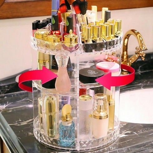 360 Degree Rotating Cosmetic Storage Box Makeup Organizer