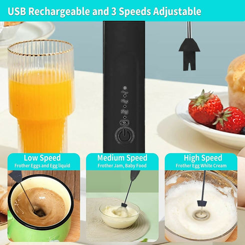 Handheld Electric USB 3-Speed Milk Frother