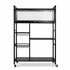 Kitchen Storage Rack with Sliding Door - Black Metal, on Wheels