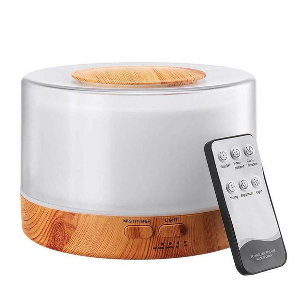 500ml Humidifier Aromatherapy Essential Oil Diffuser with 7 Color Changing - light brown