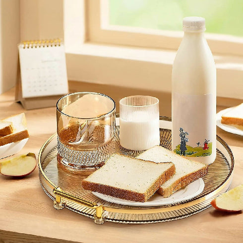 Luxury Round Decorative Serving Tray with Handles