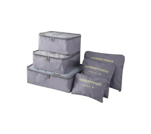 6 Piece Travel Organiser Set - grey