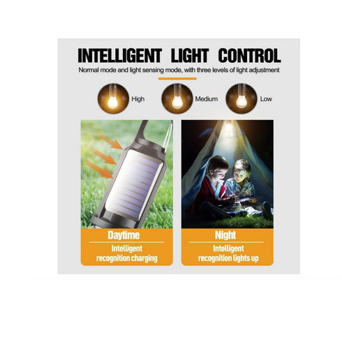 2Pcs Solar Powered Rechargeable Emergency Light Bulb