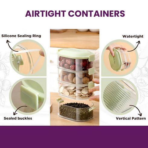 4-layer Storage Box Spice Containers for Kitchen | Condiment Jars with Lids, Leak Proof For Fruit, Snack And Spice14X9X20.5CM