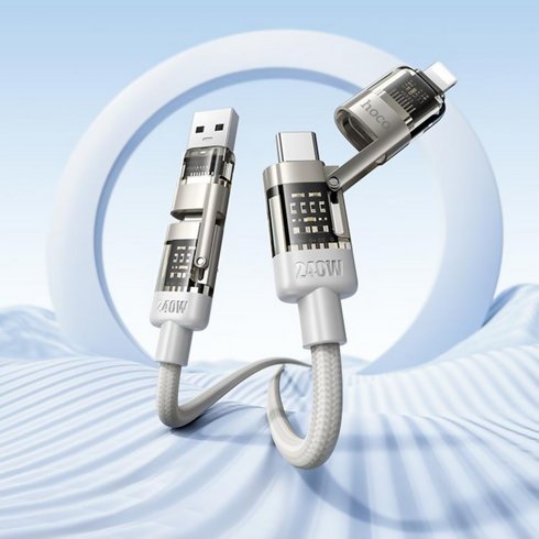 4-in-1 240W USB-C & Lightning Fast Charging Cable Compatible with Multiple