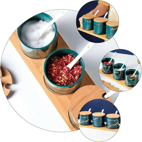 Marble Condiment Jars Set