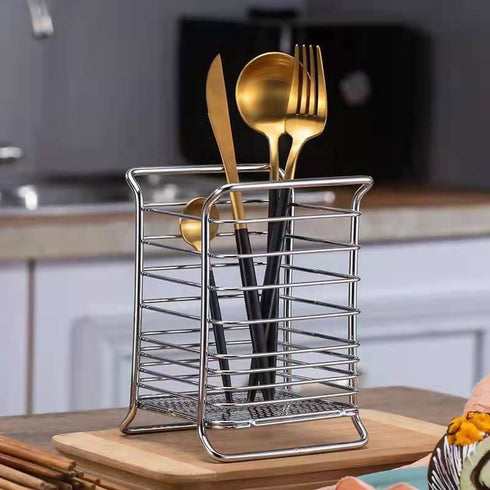 Square Shape Stainless Steel Cutlery Holder