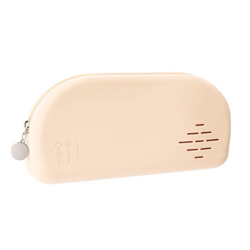Dust-Proof Silicone Makeup Brush Travel Case - Cream
