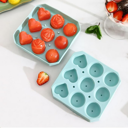 Food-Grade Silicone Rose Flower Shape Ice Mold, All Ice Cubes Fall Off in One Second
