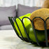 Fruit Bowl Basket Round Shape Metal Black Wire Storage Basket With Wooden Base for Fruit Vegetable