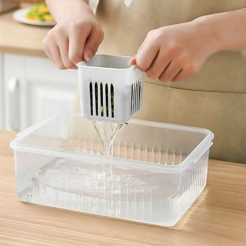 6-in-1 Refrigerator Fresh-Keeping Food Storage Box Strainer - 2 Packs