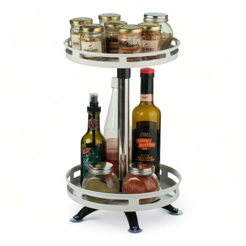 Multifunctional Tabletop 360 Rotating 2 Tier Spice Rack Organizer