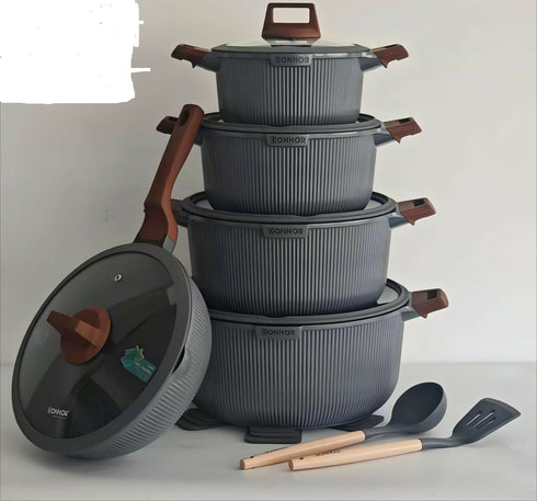 15-Piece Non-Stick Vertical Lines Soup Pot Set