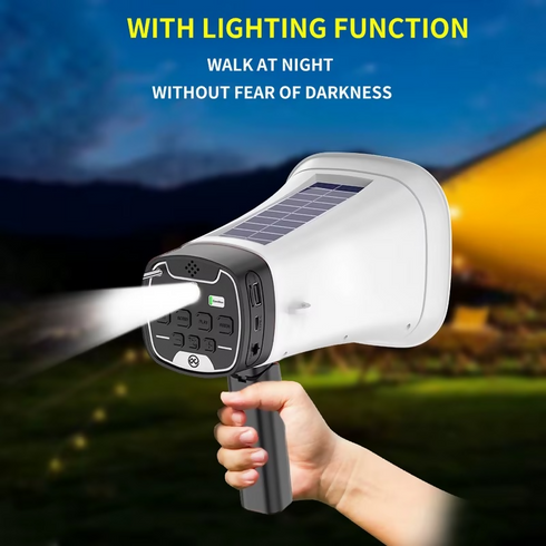 Solar-Powered Megaphone Speaker Portable Wireless BT PA Bullhorn Outdoor Recording Speaker