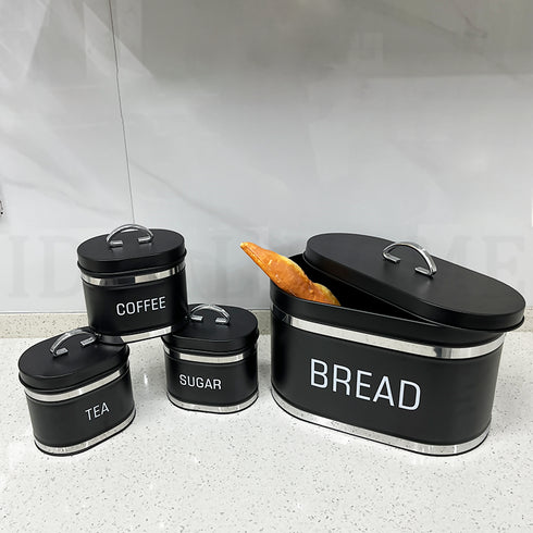 Loaf Bread Bin and Coffee Sugar Tea Canister Set