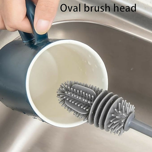 Flexible Silicone Cup Scrubber Cleaning Brush - Grey