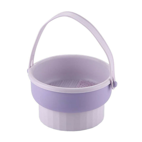 2 in 1 Silicone Makeup Brush Cleaner Bucket Hanging Brush Tool Cleaner - Purple
