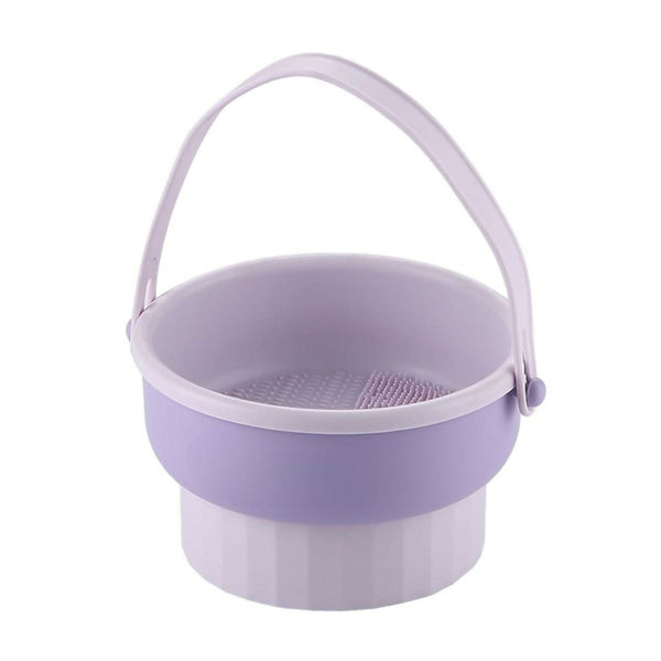 2 in 1 Silicone Makeup Brush Cleaner Bucket Hanging Brush Tool Cleaner - Purple