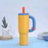 Coffee Thermal Mug 40oz Tumbler With Handle-Yellow/blue