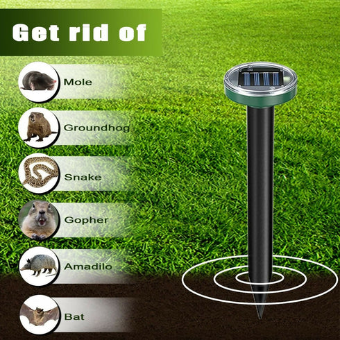 2 Piece Mole Solar Powered Repellent for Lawns