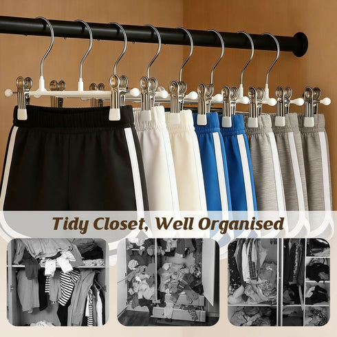 10 Pack Pants Hangers Metal Clip Hanger Adjustable Non Slip Strong Grip