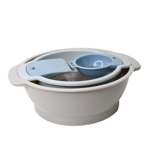 4 Pieces Of Multifunctional Stackable Fine Mesh Flour Sifter Set - Grey/Blue