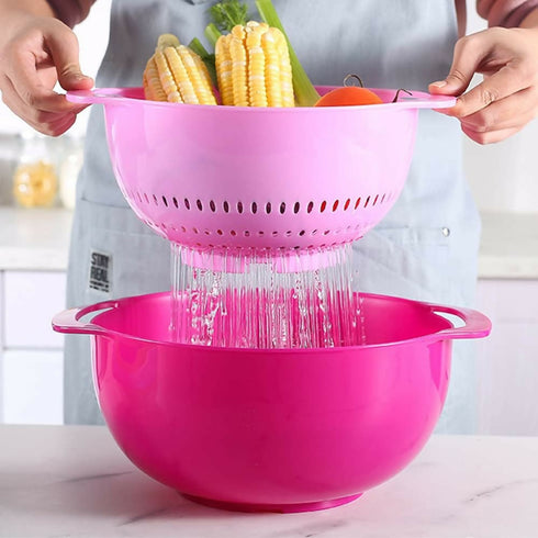 10 Piece Rainbow Mixing Bowl Colander Sifter Measuring Spoons Set
