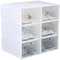 6Pcs Shoe Storage Box, White Removable Stackable Shoe Organizer
