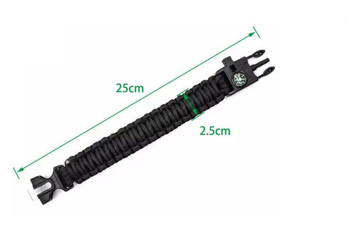 Paracord Survival Bracelet 5 in 1 - Black