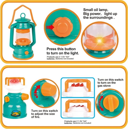 19PCS Kids Camping Toy Set PopUp Play Tent Outdoor&Indoor Pretend Play Gift