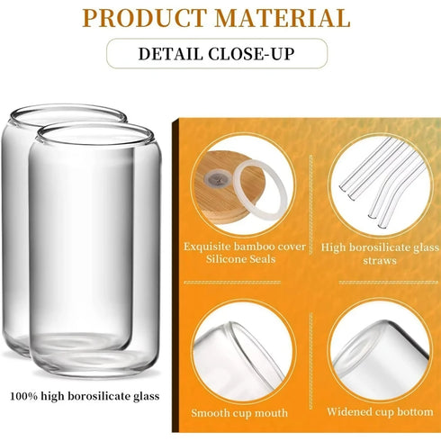 Cocktail Glass with a Bamboo Lid with Straw