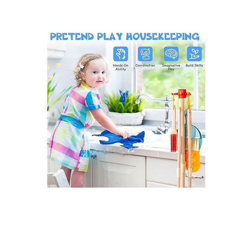 Wooden Kids Cleaning Set for Toddlers 8 Pieces