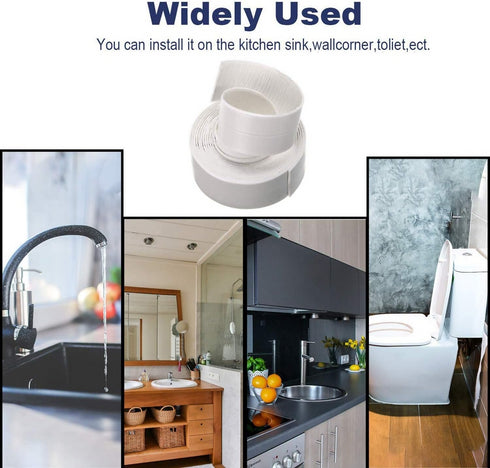 Self-Adhesive Caulk Sealing Tape Roll - (white, 38 mm width x 3.35 m length)