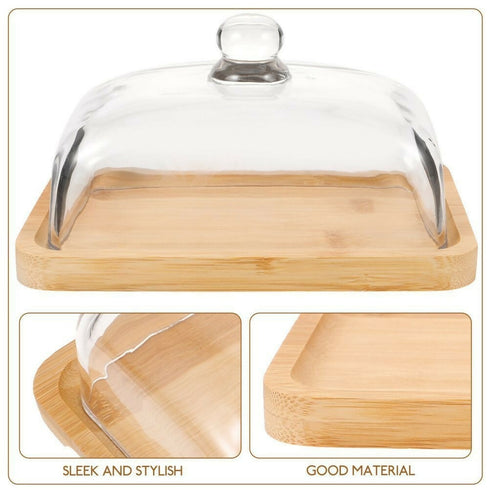 Bamboo Bread/Cake Tray with Acrylic Lid