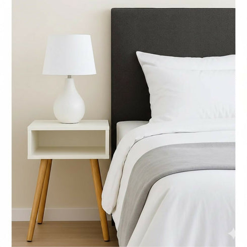 Counter Square Side Table - White Bedside Pedestal