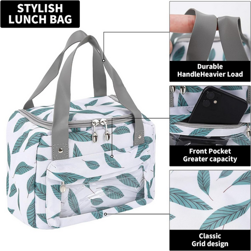 Insulated Thermal Breakfast Lunch Bag - Forest Leaves