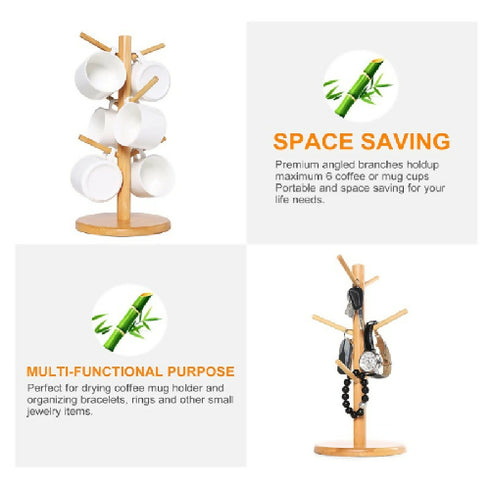 6-Piece Tree Wooden Mug Holder