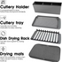4-in-1 Dish Drying Rack Kitchen Folding Draining Dish Fork Storage Rack Drying Dish Sink Rack With Dish Mat
