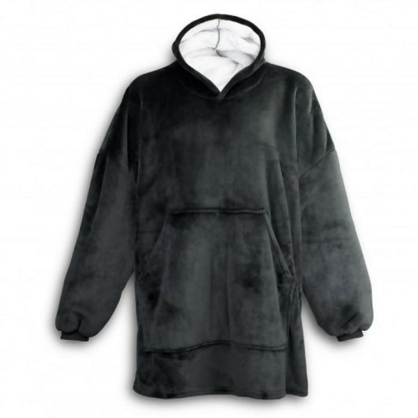 Kids Oversized Thick Warm Blanket Hoodie For Winter - Black