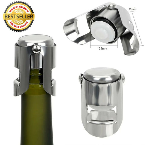 Stainless Steel Wine and Champagne Bottle Stopper