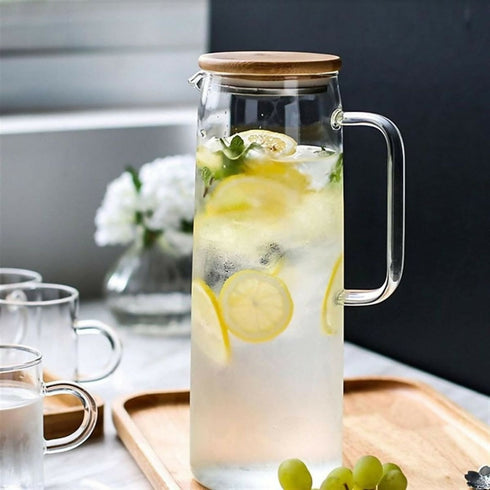 Glass Pitcher with Stainless Steel Cap - Cold/Hot Water