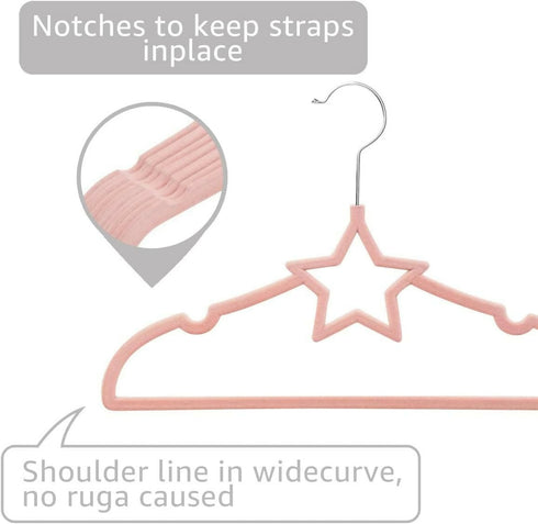 Velvet Baby Clothes Hanger Children’s Coat Kids with Notched Shoulder and Non Slip Design For Newborn to Toddler Clothes