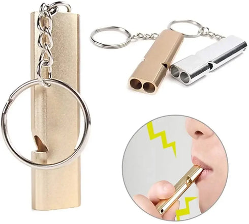 Double Pipe High Decibel Outdoor Camping Hiking Survival Whistle