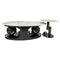 Oval Marble Top Coffee Table with 2 Ball Base Design And Side Table