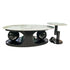 Oval Marble Top Coffee Table with 2 Ball Base Design And Side Table