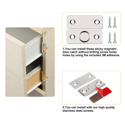 Stainless Steel Thin Magnet,for Sliding Doors, Bathroom, Cupboard. (8 sets)