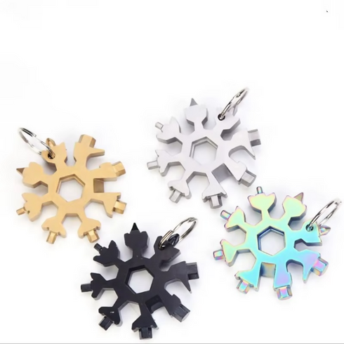18-in-1 stainless steel snowflake multi-tool keychain